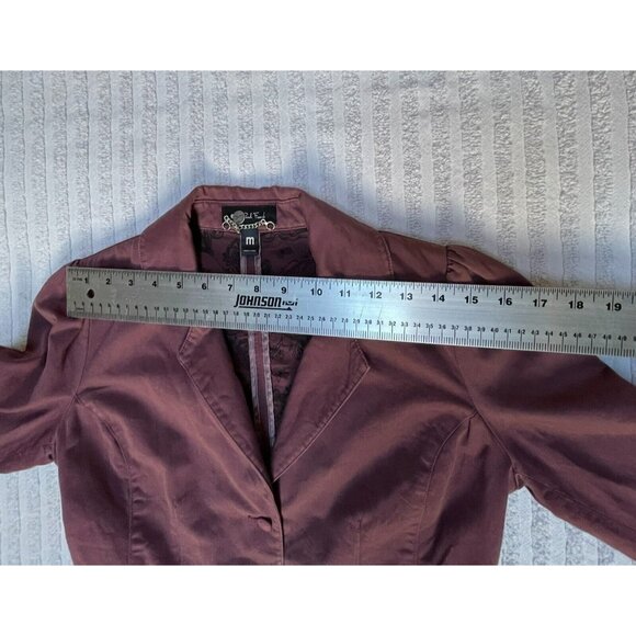 Paul Frank Womens Medium 100% Cotton Burgundy Single-Breasted Blazer Jacket - Picture 5 of 9